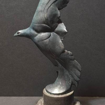 Original Hot Cast Bronze Falcon Sculpture by Milo Lopez