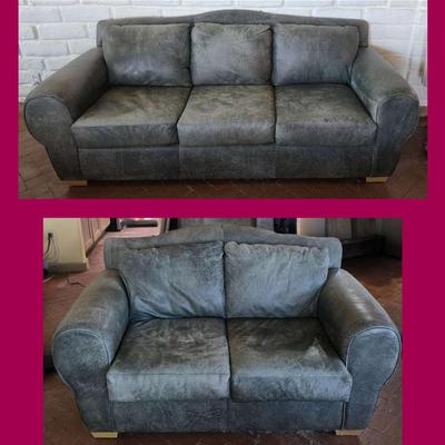 Green Loveseat & Sofa