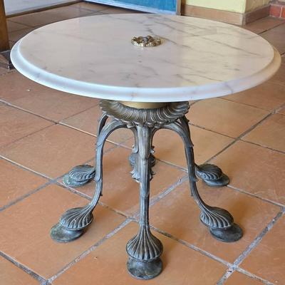 Vintage Table w/ Brass Base & Italian Marble 