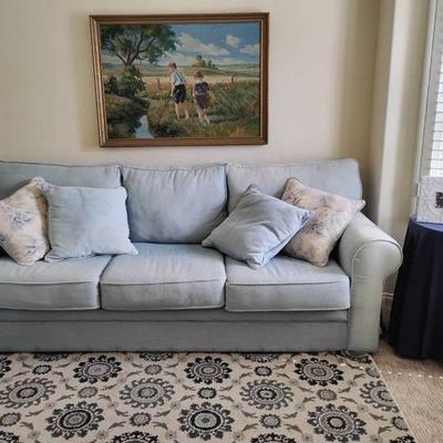 Lf176 blue white sofa and decor