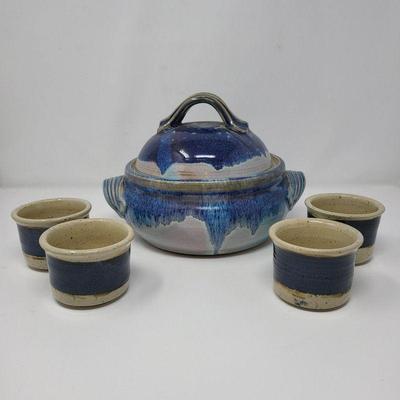 Stoneware Pot and Cups