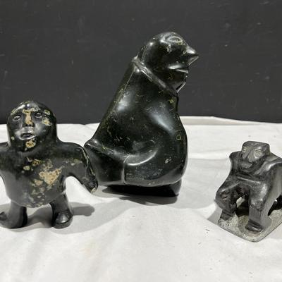 Vntg Inuit Soapstone Carvings