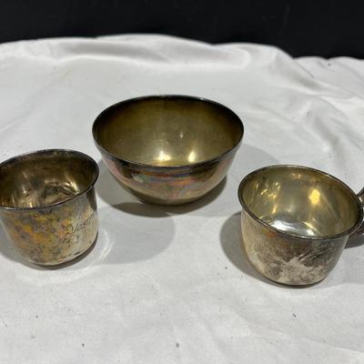 Sterling Silver Bowl & Cups ~ 172 Grams 