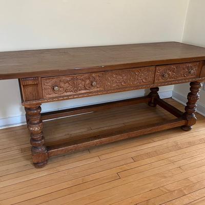 Spanish Solid Walnut Wood Table w/ Single Plank Top