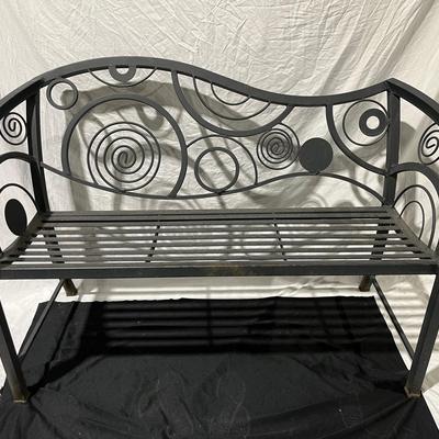 Black Metal Abstract Patio Bench 