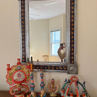 Traditional Spanish Decor ~ Ft. Punched Tin & Painted Tile Mirror, Tree Of Life Candelabras & More