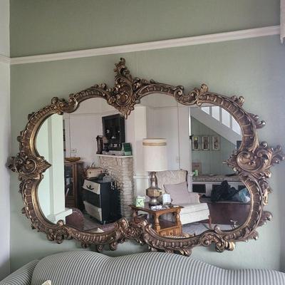 Ornate Gold Gilt Mirror 71"x46"