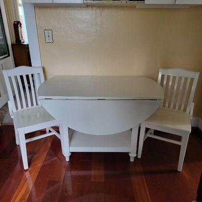 White Dining Table & Two Chairs
