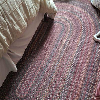 8'x5' Oval Braided Area Rug Burgundy 