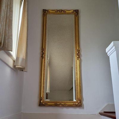 Full Length Beveled Wall Mirror Gold Gilt Wood Frame