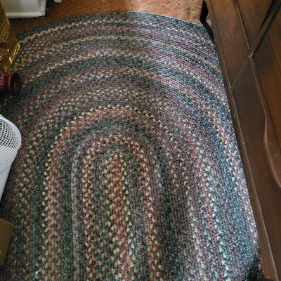 8'x5' Oval Braided Area Rug Blue