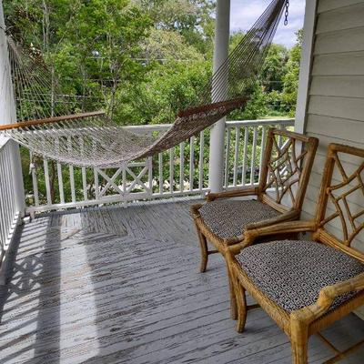 Hammock and rattan chairs