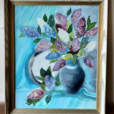 Hand Painted Vintage Signed Floral Painting By MW