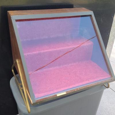 Antique Wood & Glass Angled Showcase Display Case for Treasures
