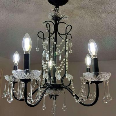 Vintage Metallic 5 Arm Glass Ornament Chandelier