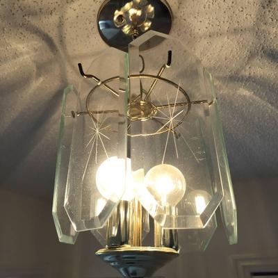 Vintage Hanging Glass 3 Bulb Chandelier