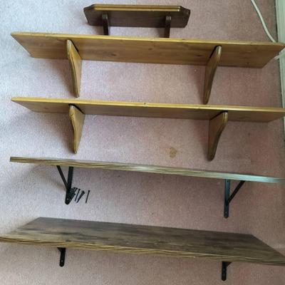 5 Vintage Wall Mounted Wooden Storage Shelfs
