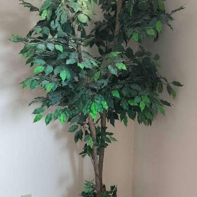 Vintage 75" Fake Decorative Tree In Basket