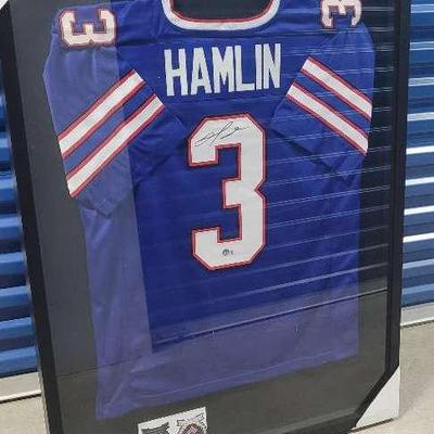 Bills Damar Hamlin Authentic Signed Blue Pro Style Framed Jersey Beckett "BAS" Witnessed