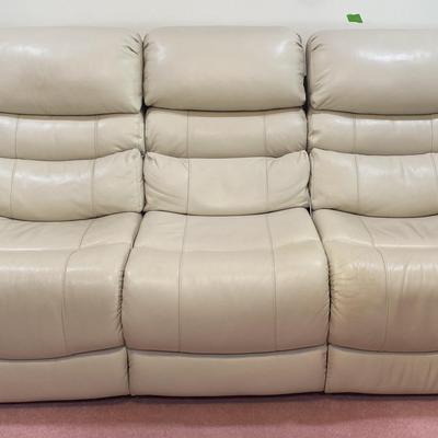 White Leather Electric Reclining Sofa 