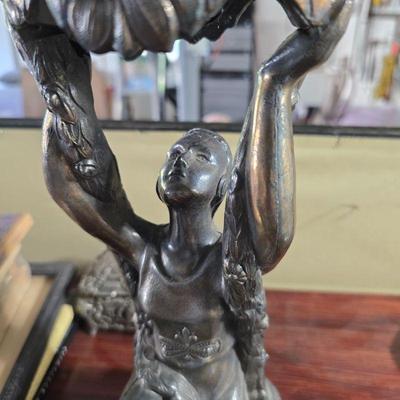 Antique metal figure lamp base