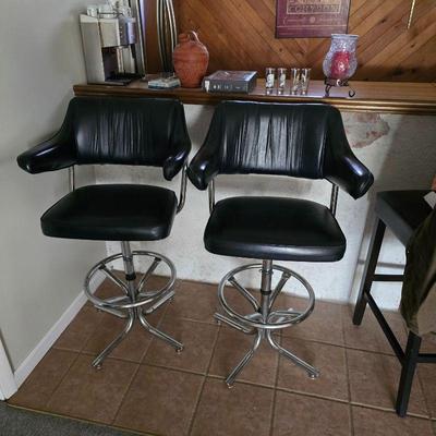 Leather chrome bar stools