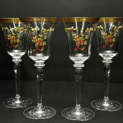 Mikasa Palatial Gold Holly Goblets/Iced Tea Glasses - Lot 3