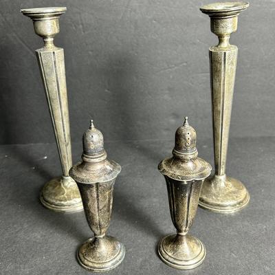 Sterling Silver (Weighted) Candle Holders 10”h & Shakers 6”h