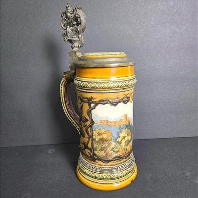 Antique Mettlach Beer Stein 1675 - View Of Heidelberg