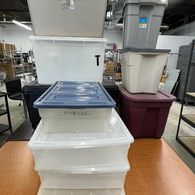 Plastic Storage Bins - Various Sizes, One Rolling,  Lot 1 