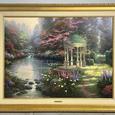 Thomas Kinkade “The Garden Of Prayer” Signed And Numbered Textured Print On Canvas - Framed 39x49”