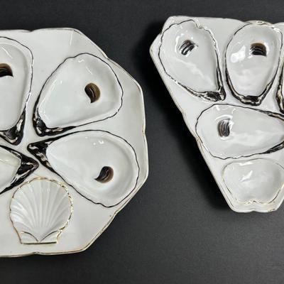 Antique Triangular & Octagonal Oyster Plates