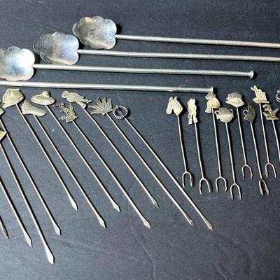 Sterling Silver (Marked) Iced Tea Spoons & Picks