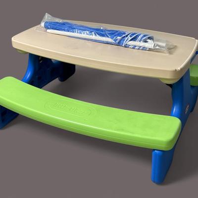 Little Tikes Easy Store Toddler Picnic Table With Umbrella - 42x37x20”