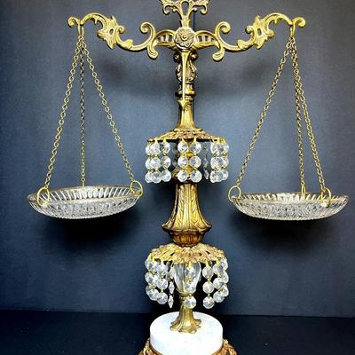 Hollywood Regency Decorative Echtgold Crystal Scales - 21”h