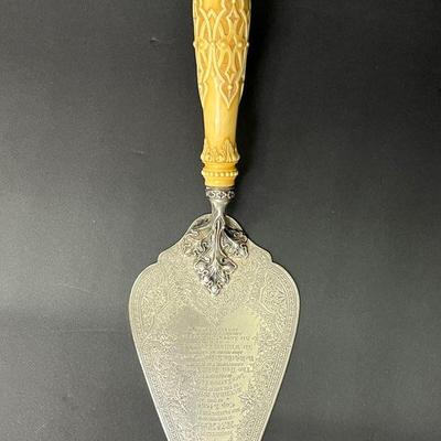 Sterling Silver Antique Commemorative Scottish Trowel With Ivory Handle 1891