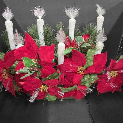 Vintage Puleo Fiber Optic Christmas Poinsettia Arrangement - 25x11x18”
