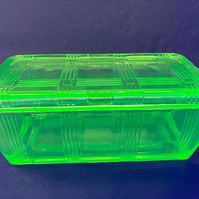 Vintage Green Uranium Glass Refrigerator Box