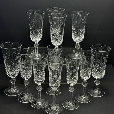 Wedgwood Crystal Sovereign 8.5" Champagne Flutes & Iced Tea Glasses – Set of 6 Each