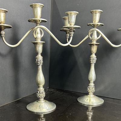 Sterling Silver (Weighted & Reinforced) Royal Danish Candelabra Pair - 15.75”