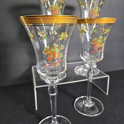 Mikasa Palatial Gold Holly Goblets/Iced Tea Glasses - Lot 2