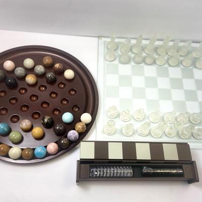 Bombay Company Solitaire Game, Glass Chess Set, Umbra Chexx Checkers Set