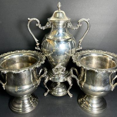 Oneida Silver Plate Champagne Ice Buckets And Samovar 