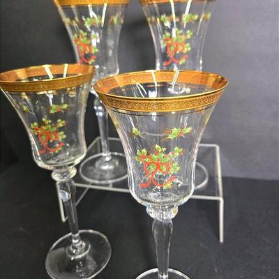 Mikasa Palatial Gold Holly Goblets/Iced Tea Glasses - Lot 1