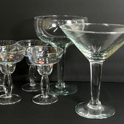 Crate & Barrel Margarita Glass Set of 4, Huge 11" Wine And Martini Glasses
