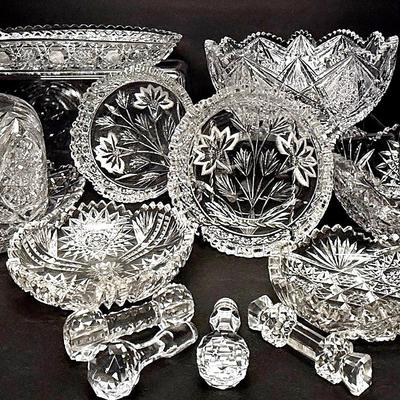 Vintage Heavy Cut Crystal: Cloche, Bowls, Celery, Nappies, Knife Rests, Salts, More