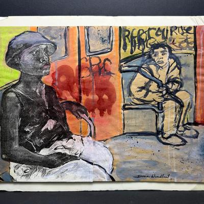 Dona Windbiel Signed Mixed Media Painting/Collage - 12x16”