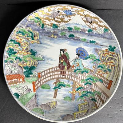 Chinese Famille Verte Ceramic Charger - 15.5” Diameter