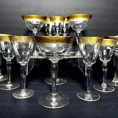 Vintage Tiffin-Franciscan Rambler Rose Gold Rim Stemware