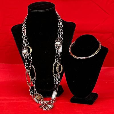 Carolyn Pollack Mixed Metal Sterling, Copper, Brass Necklaces, Bangle